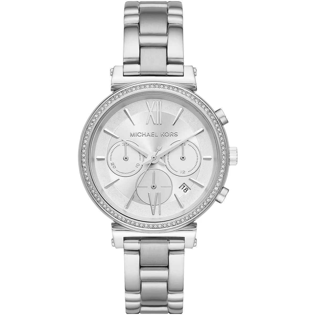 mk6575-michael-kors-watch-women-crystals-silver-dial-metal-stainless-steel-strap-quartz-battery-analog-chronograph-sofie Michael Kors for women - مايكل كورس حريمي - MK6575 - Image 1