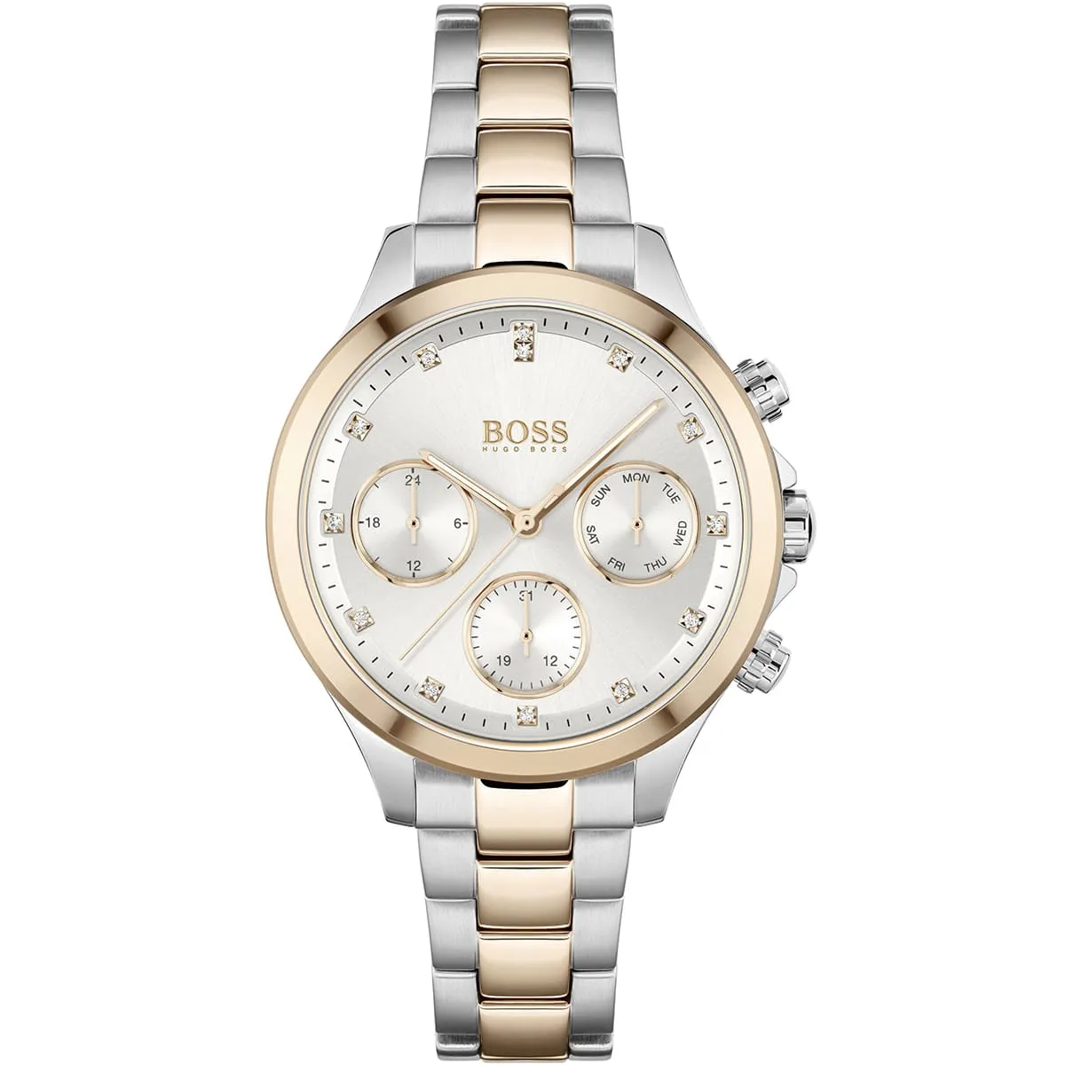 1502564-hugo-boss-watch-women-silver-dial-metal-stainless-rose-gold-strap-quartz-battery-analog-three-hand-hera Hugo boss for women- هوجو بوس نسائي -1502564 - الصورة 1