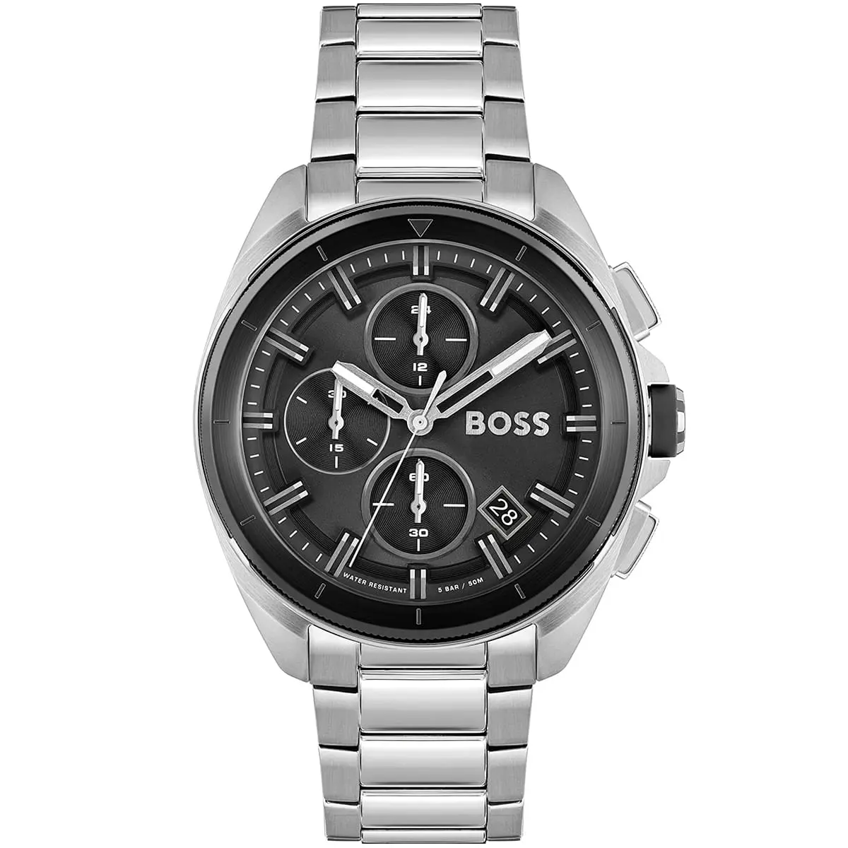 1513949-hugo-boss-watch-men-black-dial-metal-stainless-steel-silver-strap-quartz-battery-analog-chronograph-volane ساعة هوجو بوص رجالي - Hugo boss Watch For Men - HB1513949 - Image 1
