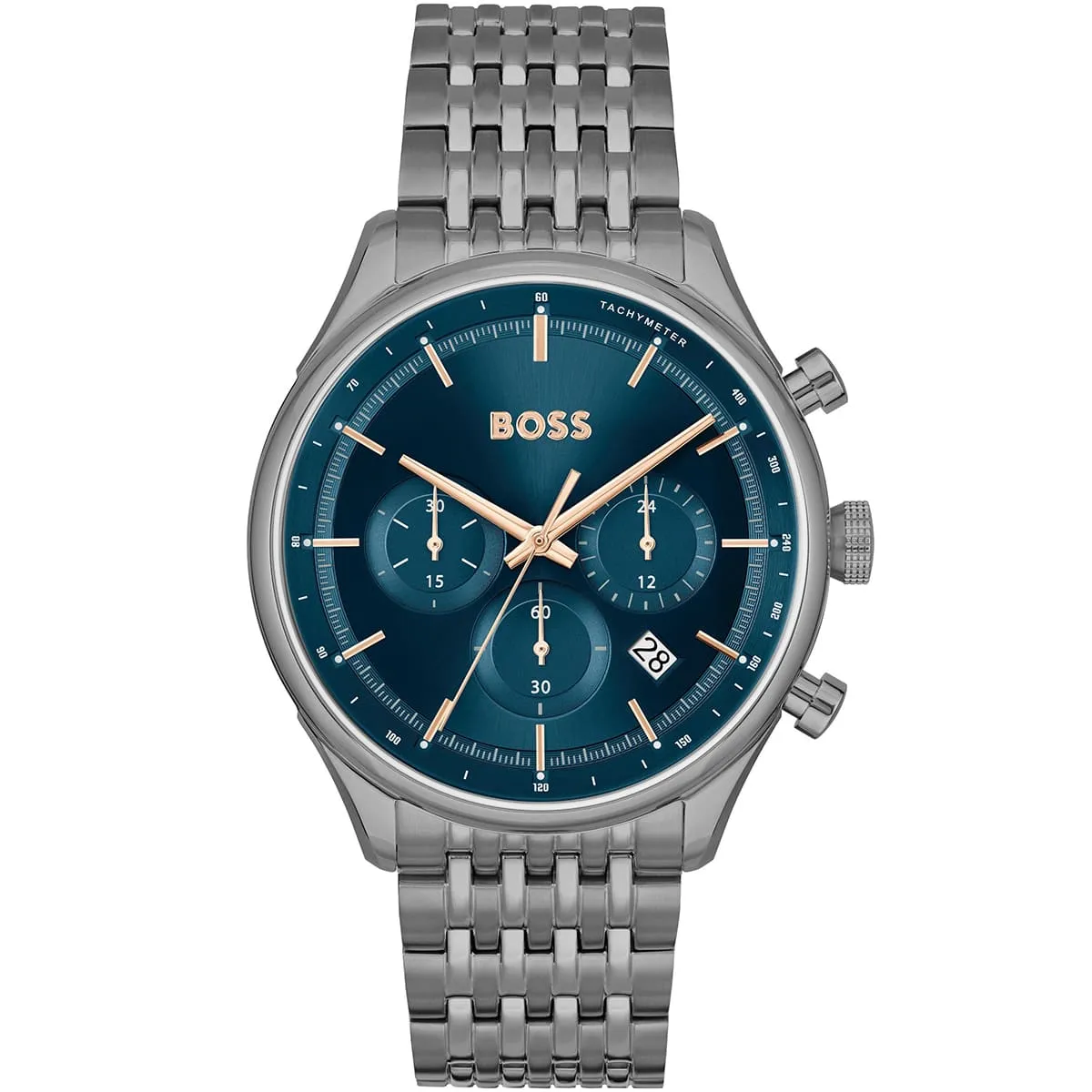 1514083-hugo-boss-watch-men-blue-dial-metal-stainless-gray-strap-quartz-battery-analog-chronograph-gregor Hugo boss for men- هوجو بوس رجالي -1514083 - Image 1