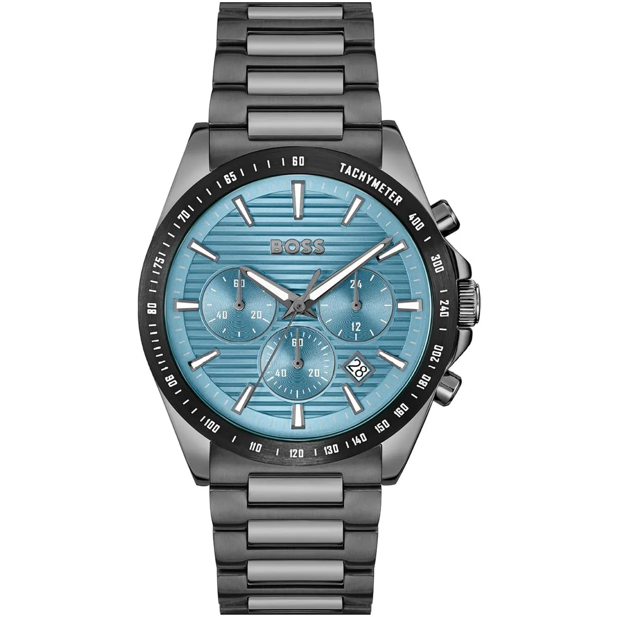 1514242-hugo-boss-watch-men-blue-dial-stainless-steel-metal-gray-strap-quartz-battery-analog-chronograph-strike ساعة هوجو بوص رجالي - Hugo boss Watch For Men - HB1514242 - Image 1
